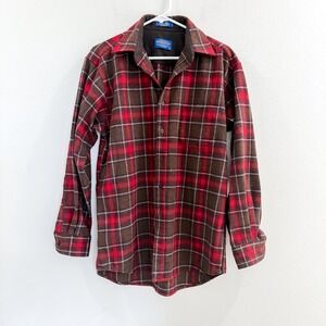 Pendleton Mens Wool Lodge Plaid Preppy Old Money Red Button Down Shirt M